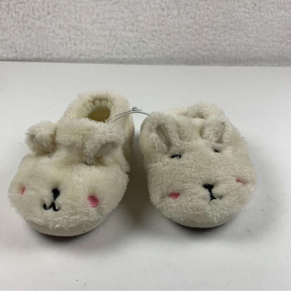 HARPER CANYON Ivory White Soft Cozy Fluffy Bunny Animal Slippers 5 D‎ NWOB 7440
